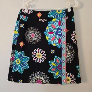 Carlisle Wrap Skirt medallion Womens 4 Black Blue Purple